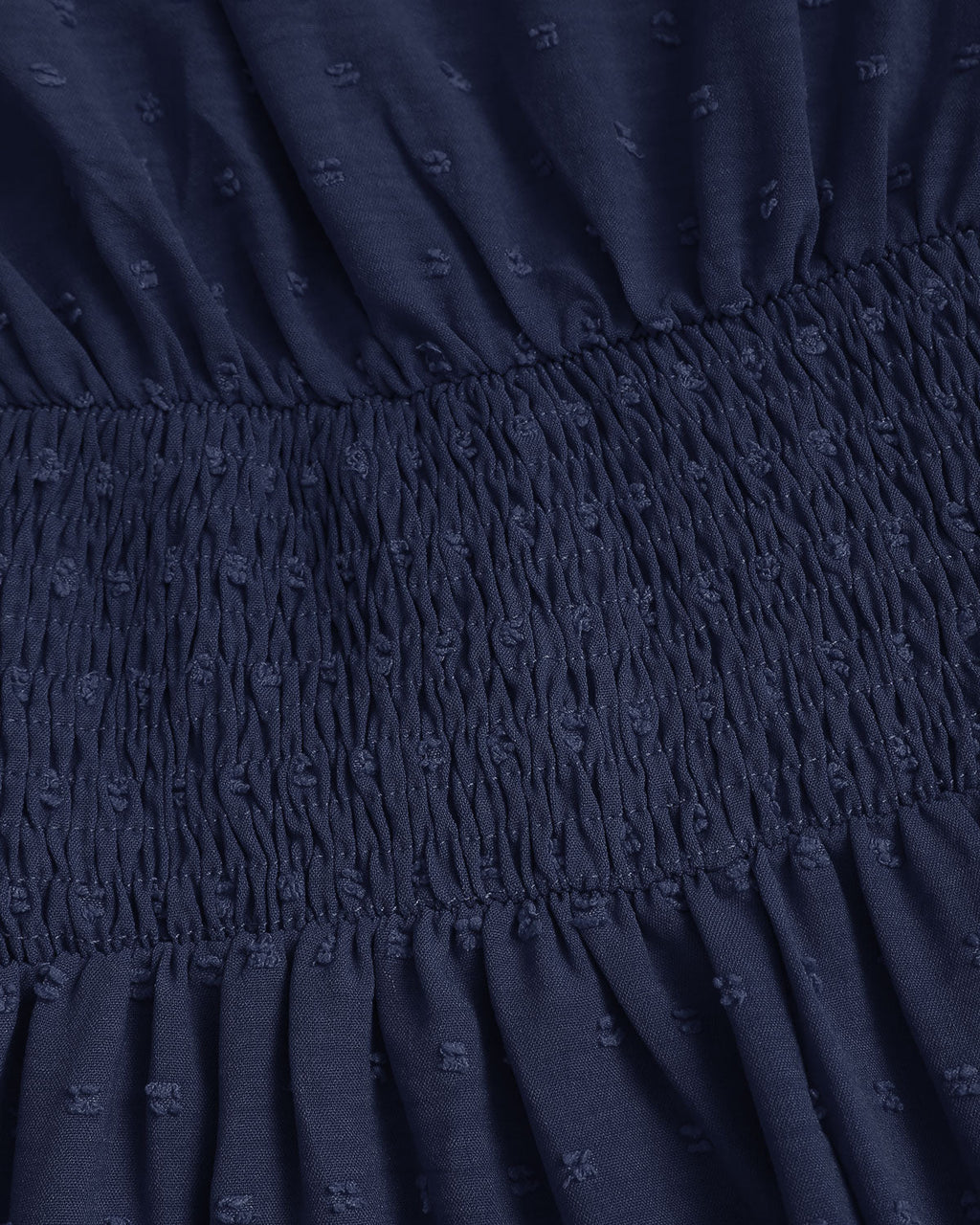 Lacivert Polka Dot Büzgülü Midi Elbise