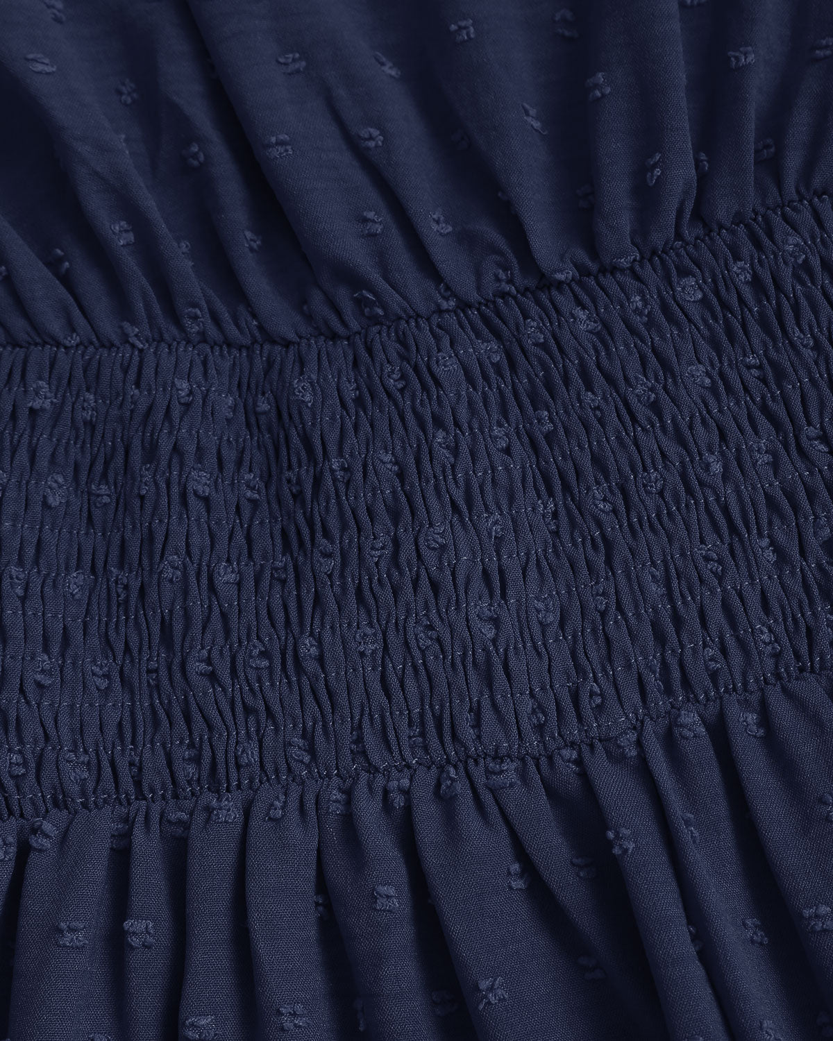 Lacivert Polka Dot Büzgülü Midi Elbise