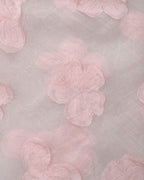 Pembe Kare Yaka Kabarık Kollu Midi Elbise