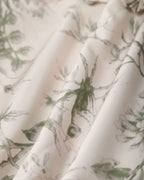 Yeşil Çiçekli Bağcıklı Midi Elbise