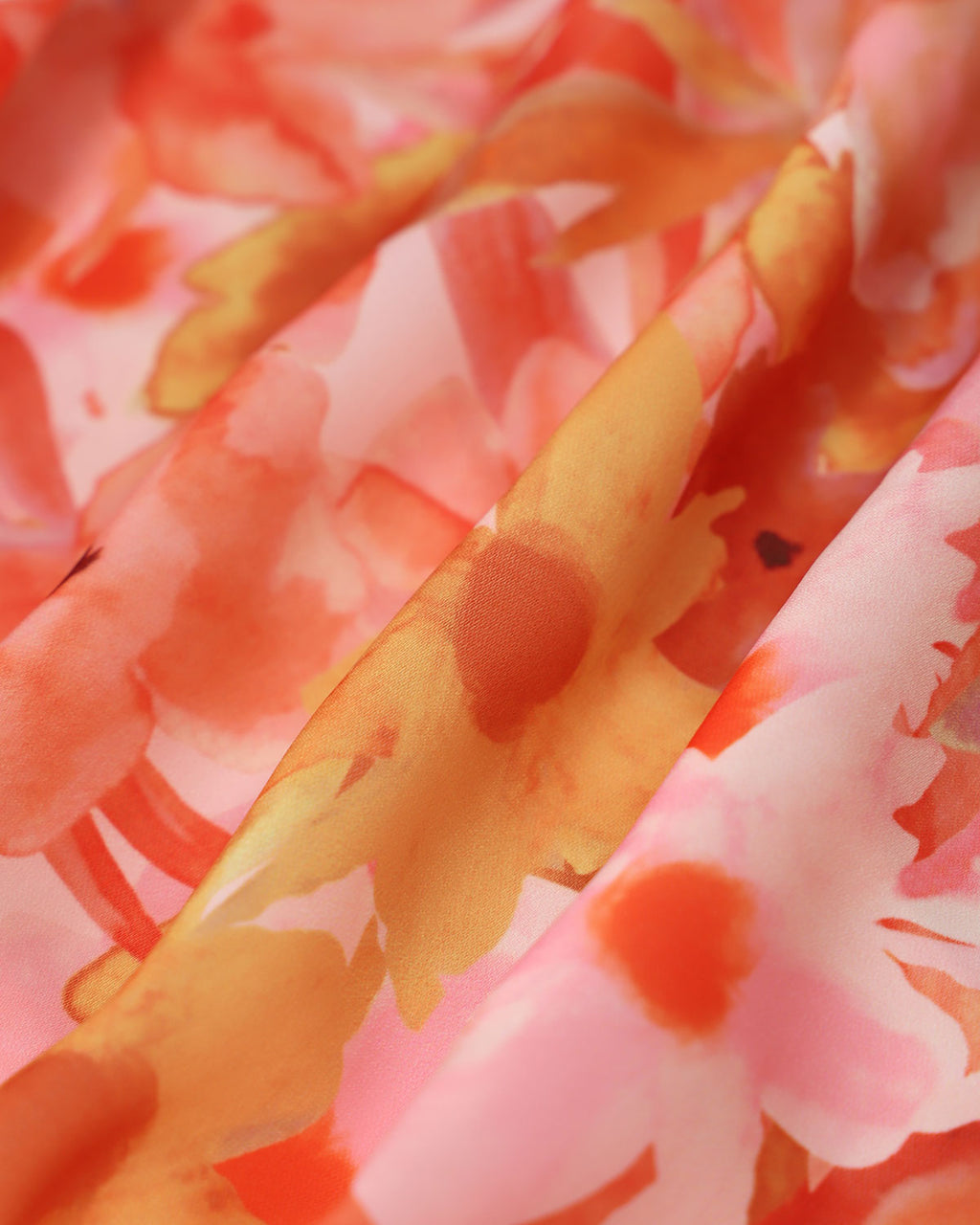 Turuncu Çiçekli Kare Yaka Midi Elbise