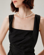 Siyah Fırfırlı Dantelli Slip Midi Elbise