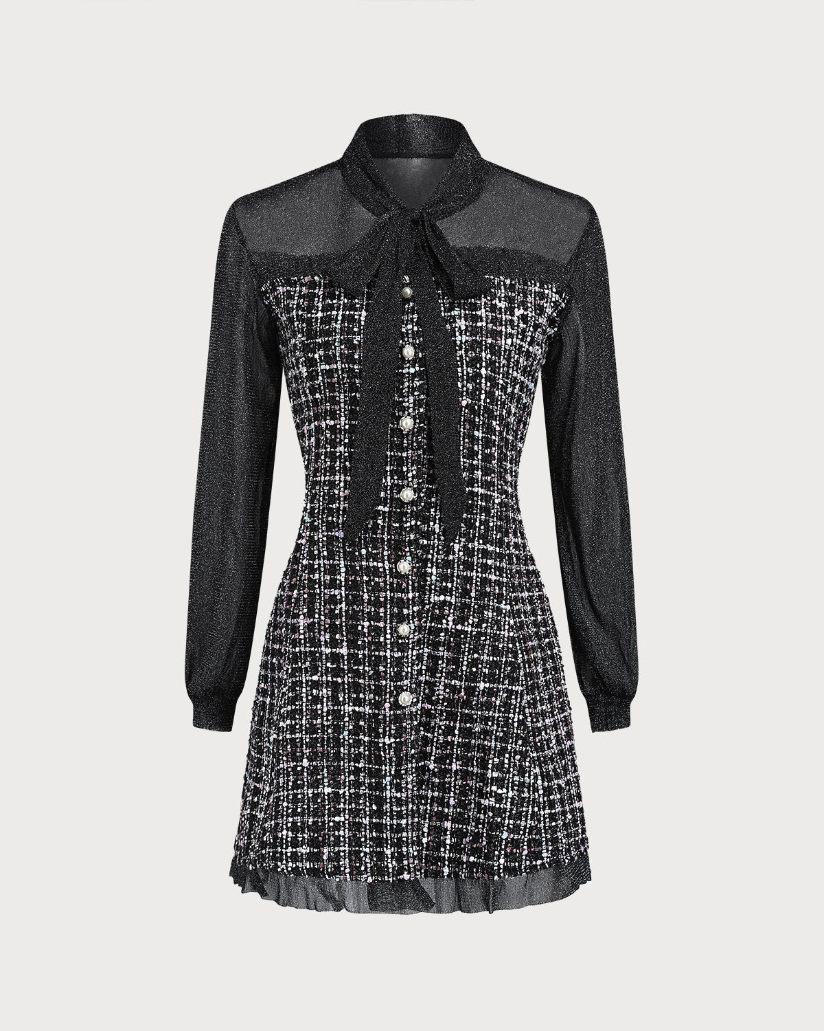 Siyah Şeffaf A-Line Mini Elbise