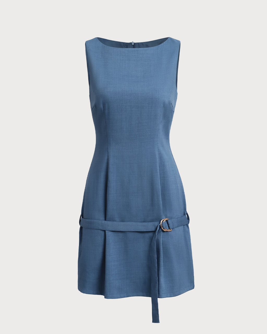 Mavi Kemerli Mini Elbise