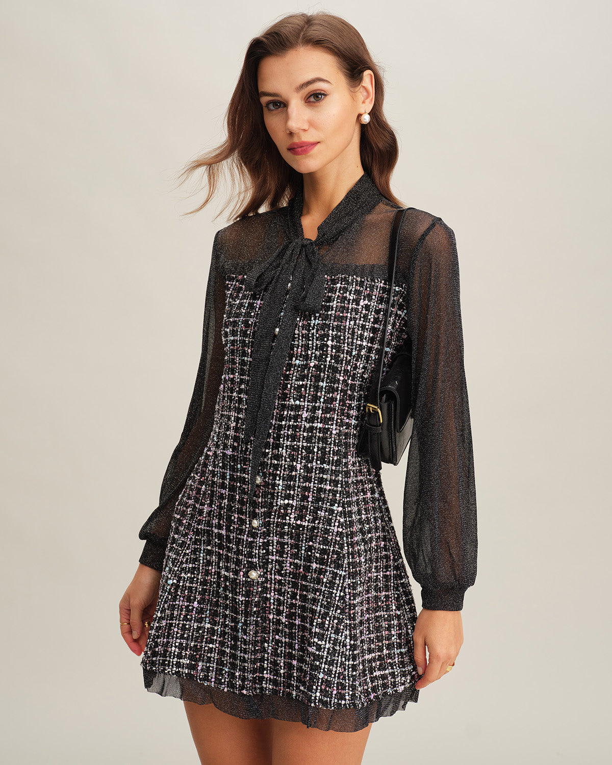 Siyah Şeffaf A-Line Mini Elbise