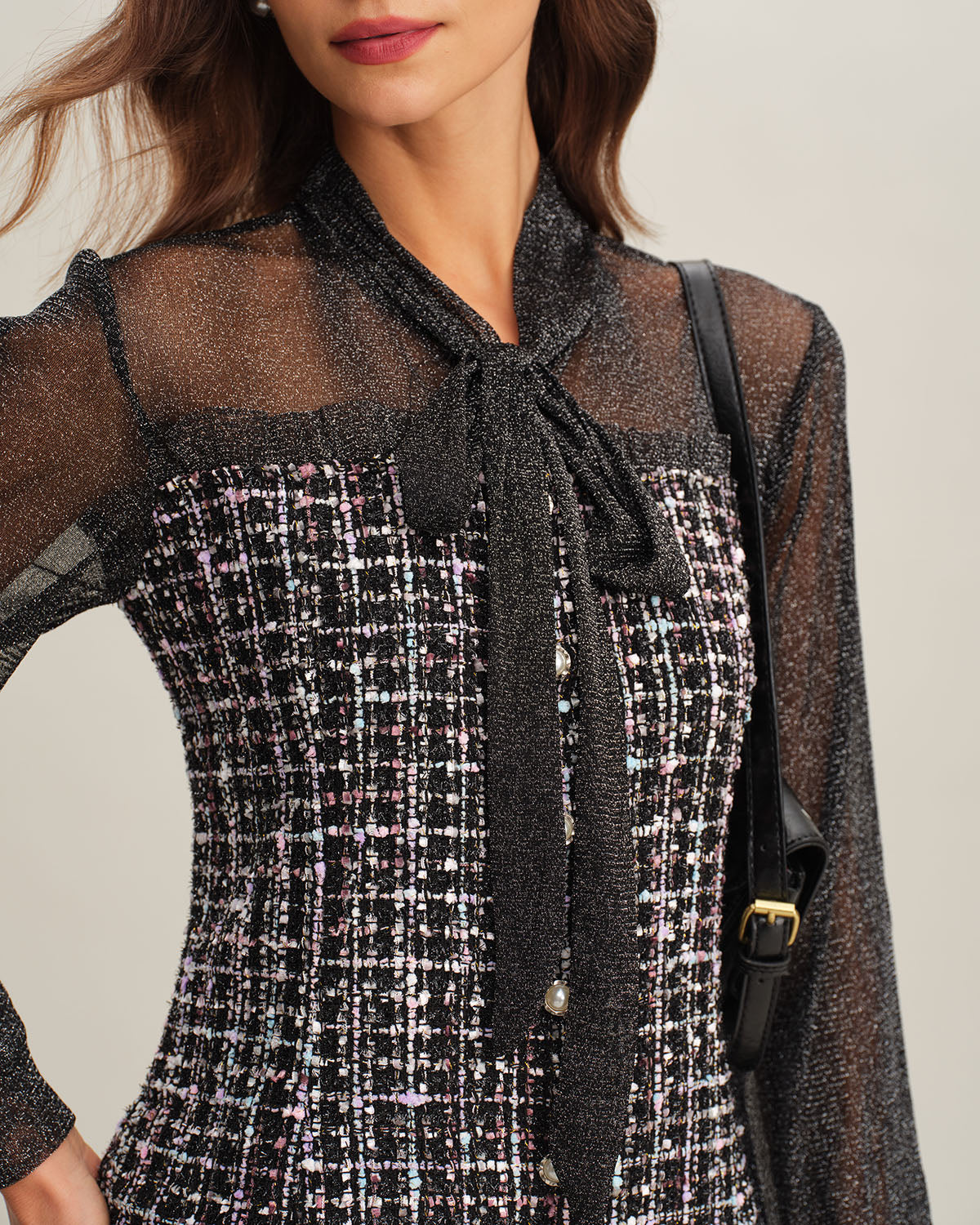 Siyah Şeffaf A-Line Mini Elbise