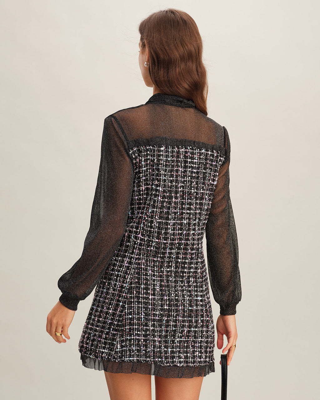 Siyah Şeffaf A-Line Mini Elbise