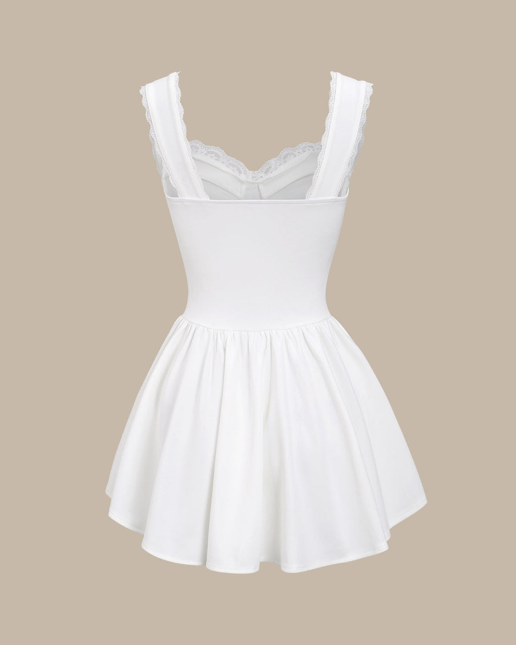 Beyaz Kalp Yaka Korse Slip Mini Elbise