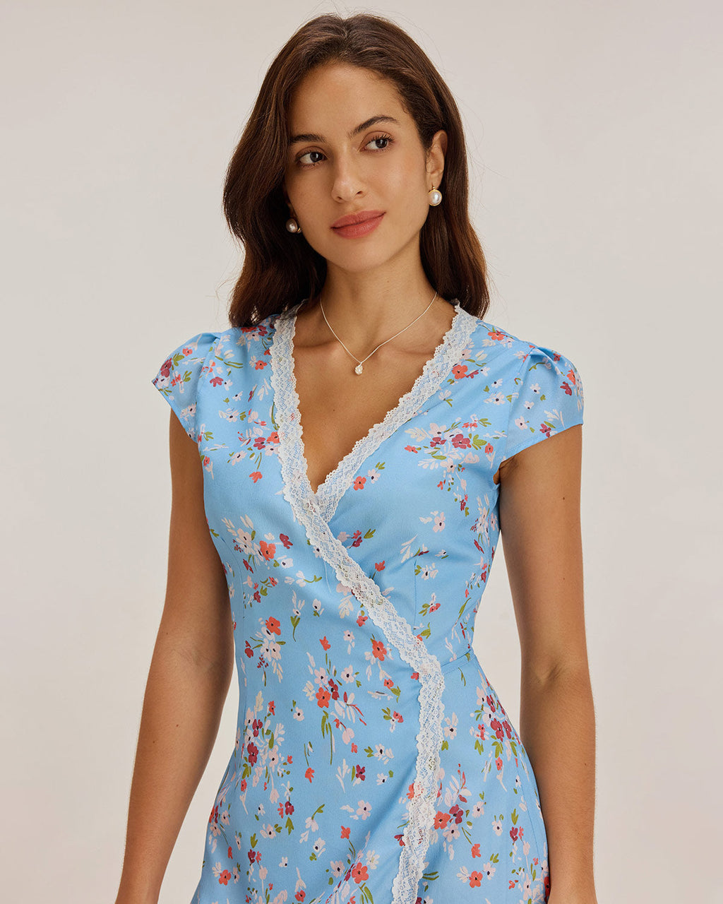 Mavi Çiçekli Mini Elbise