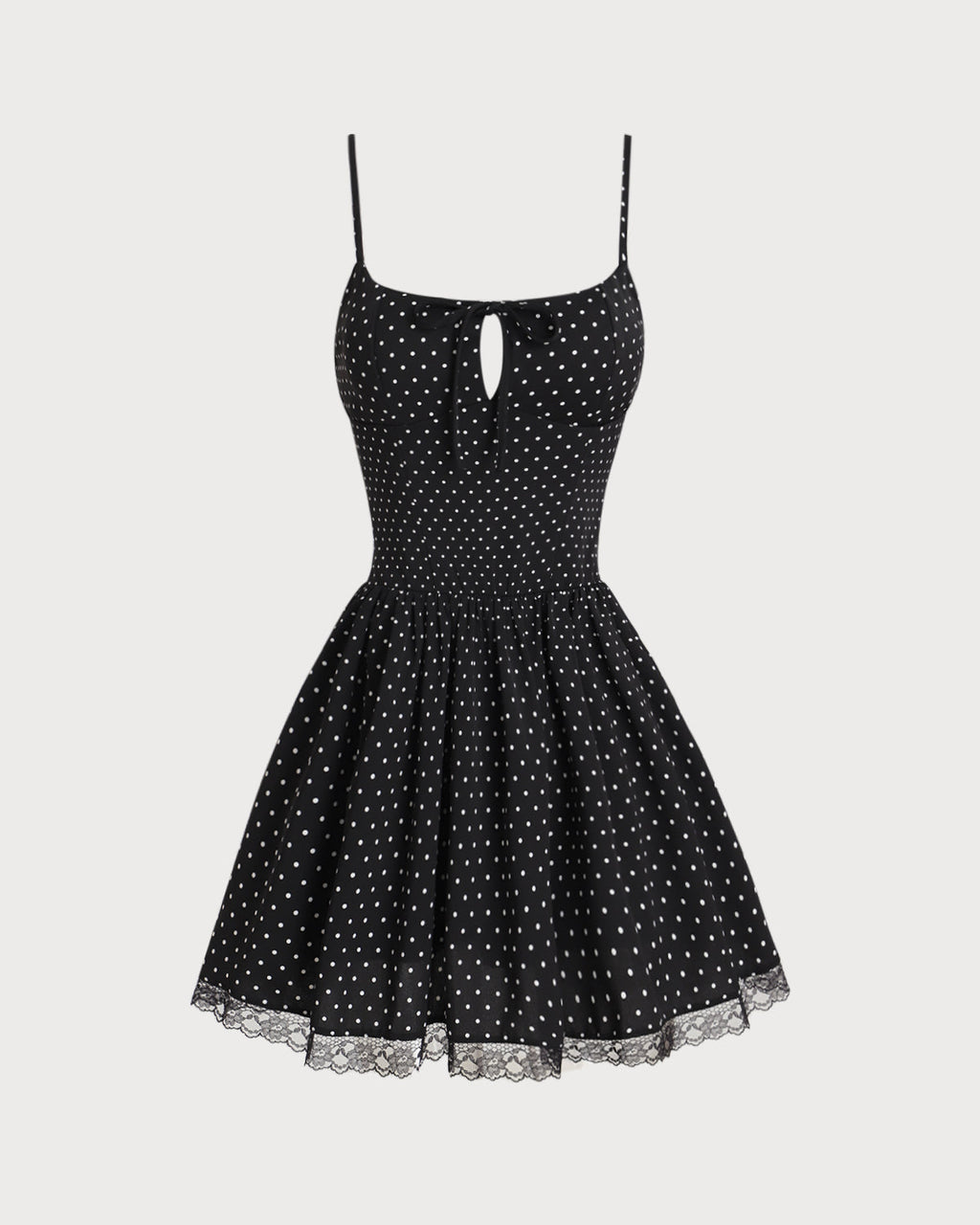 Siyah Puantiyeli Slip Mini Elbise