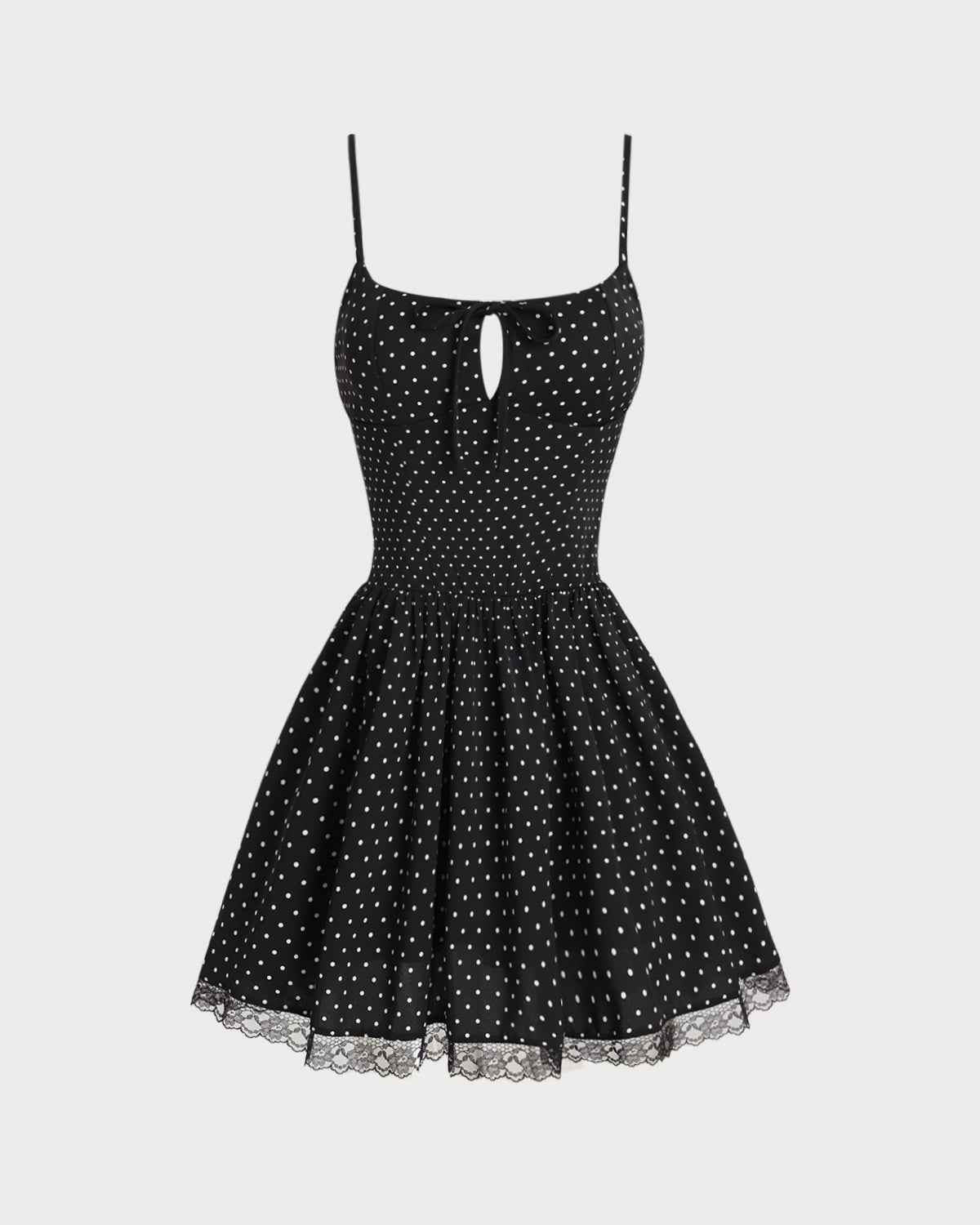 Siyah Puantiyeli Slip Mini Elbise