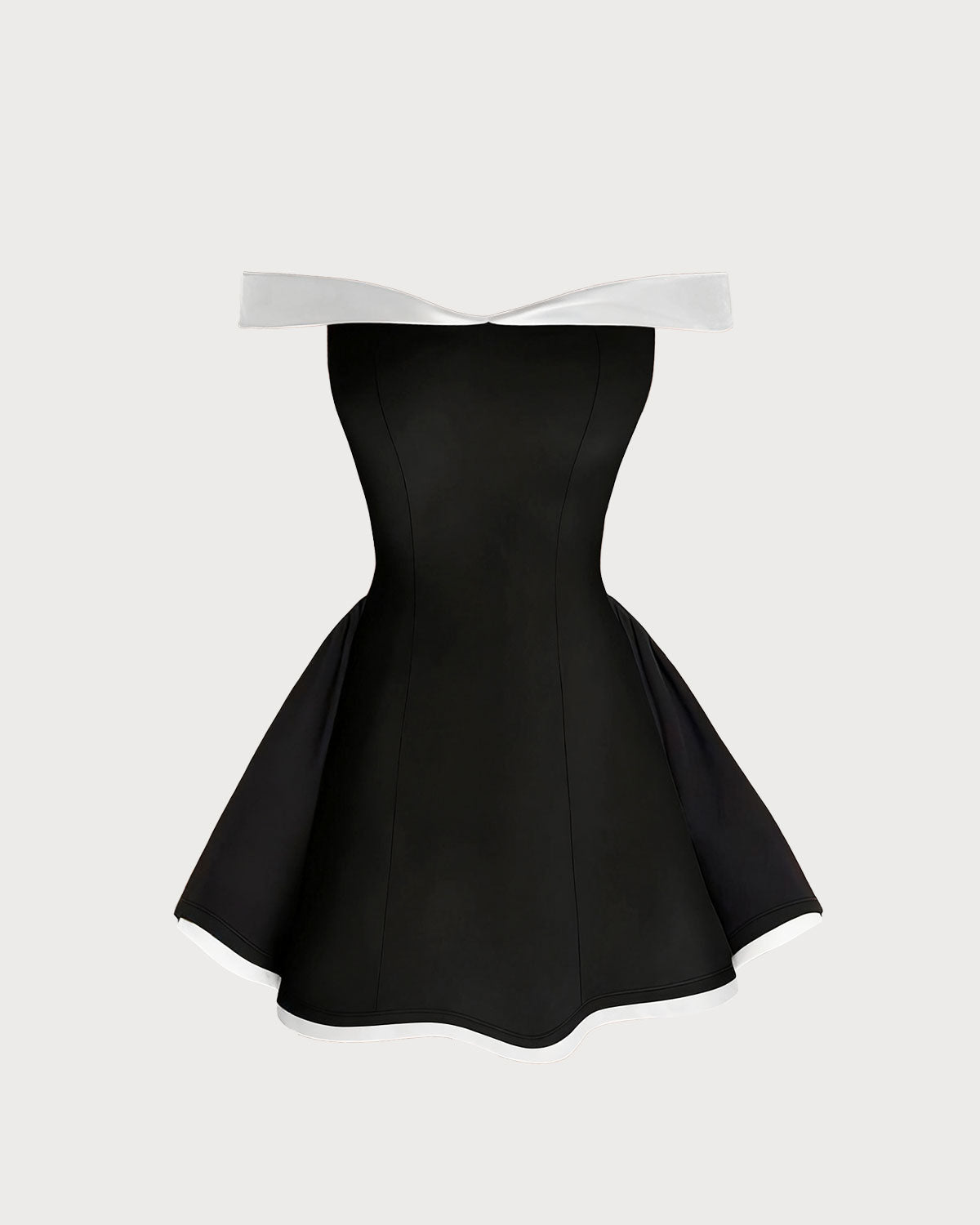 Siyah Kontrast Straplez A-Line Mini Elbise