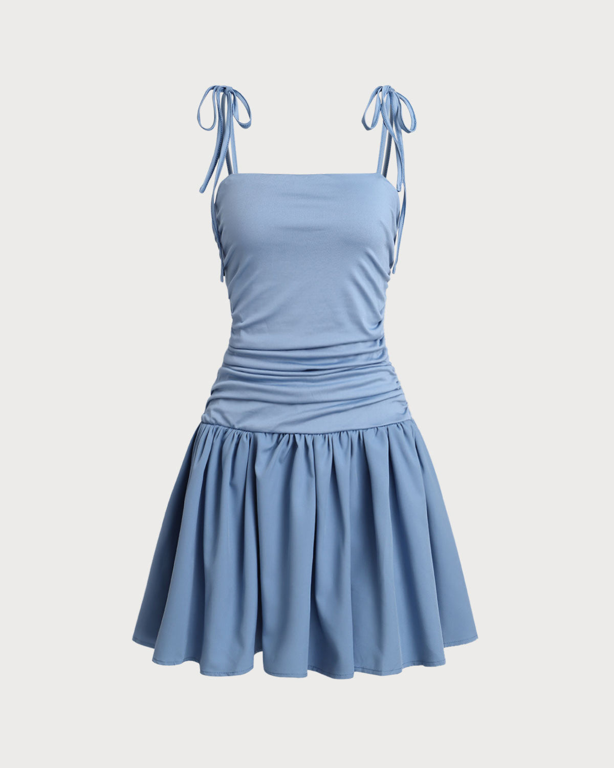 Mavi Askılı Mini Elbise