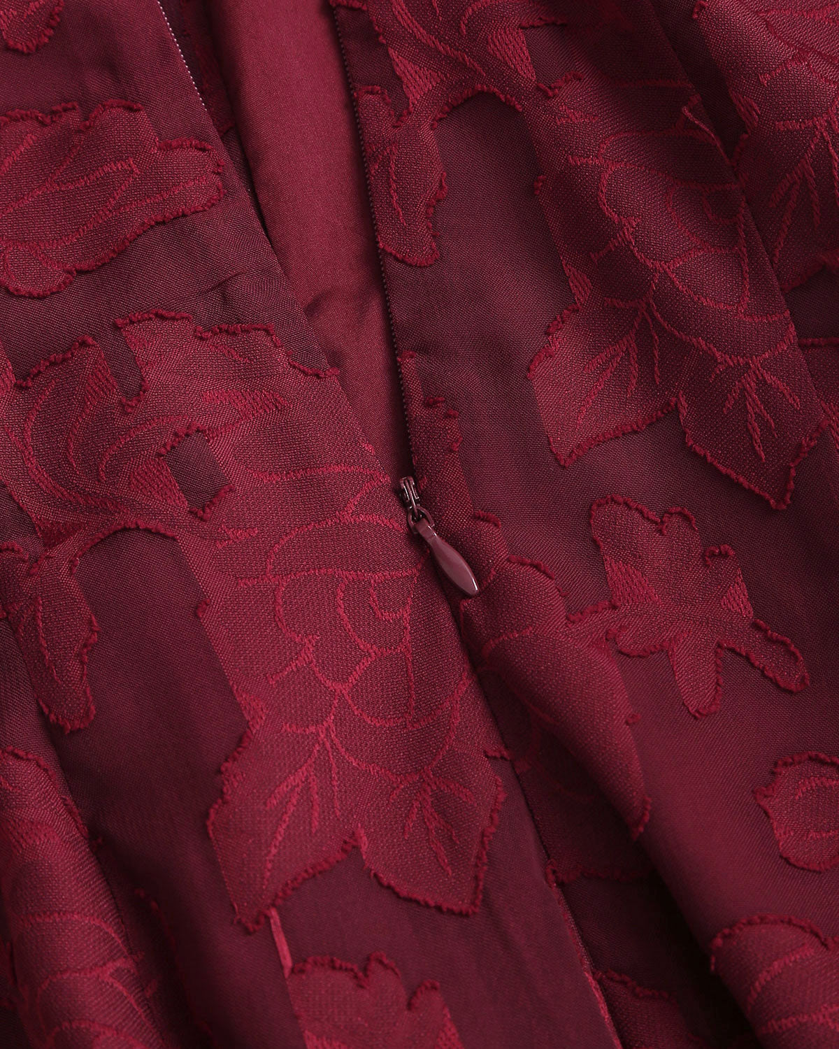 Kırmızı Jakarlı Tekne Yakalı A-Line Mini Elbise