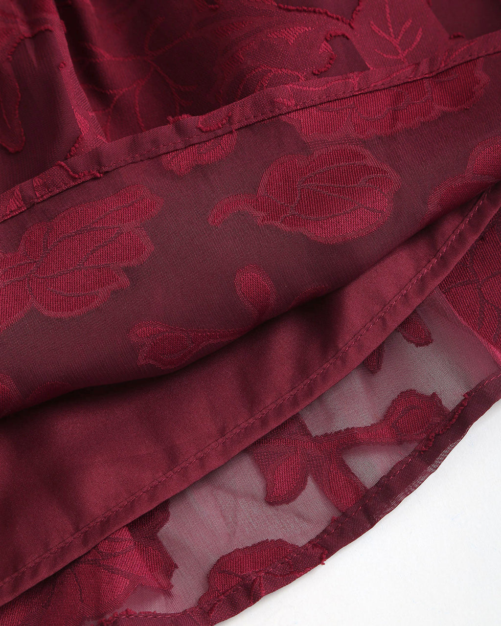 Kırmızı Jakarlı Tekne Yakalı A-Line Mini Elbise