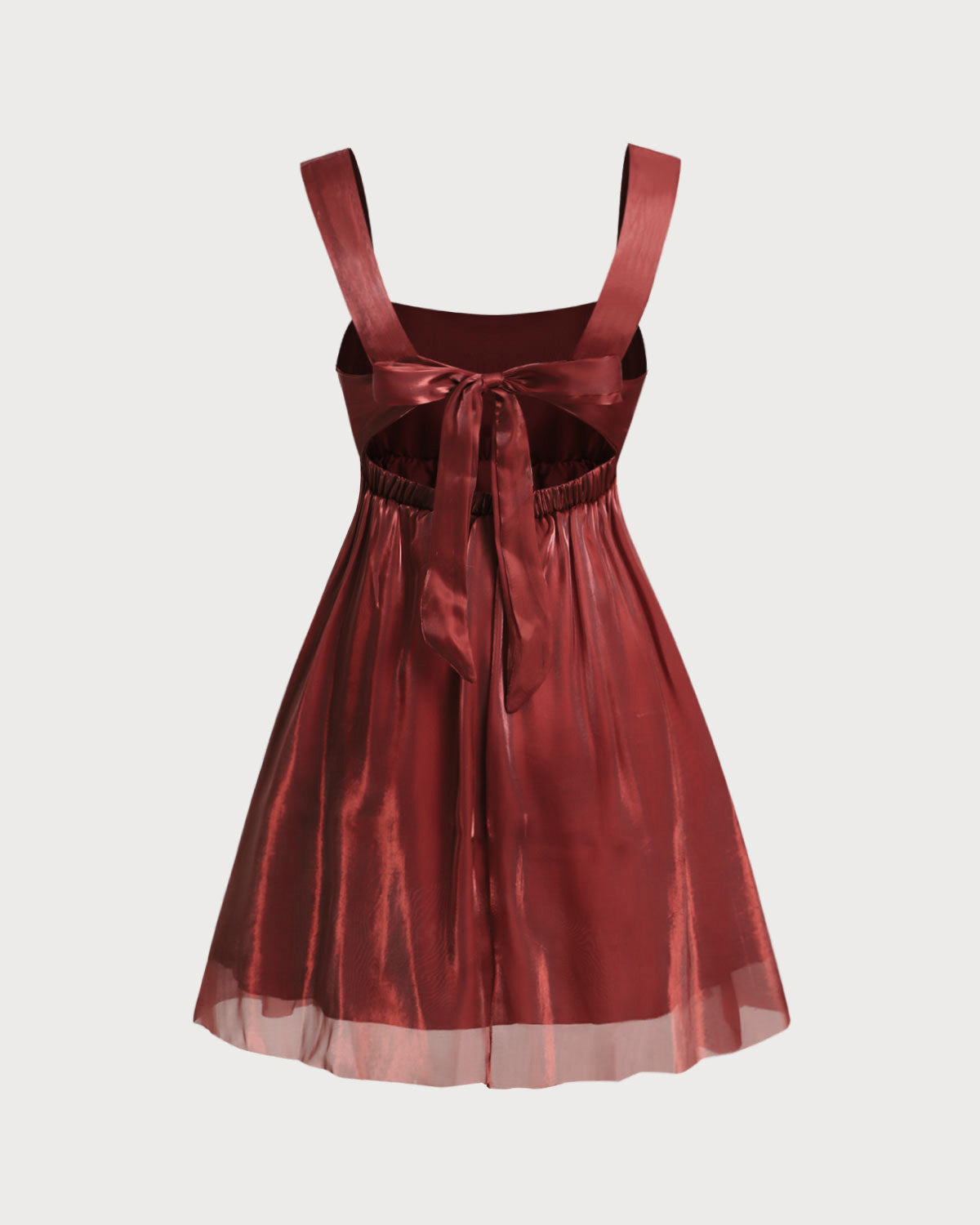 Bordo Kare Yaka Slip Mini Elbise