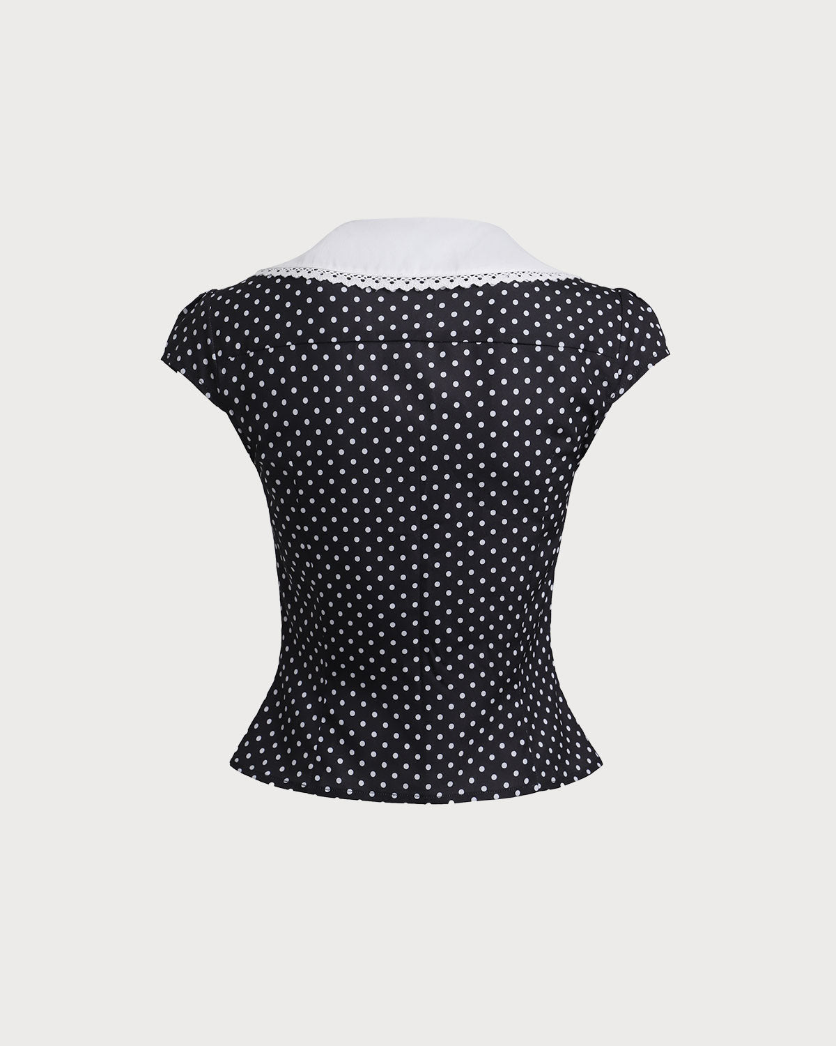 Siyah Polka Noktalı Kısa Kollu Gömlek