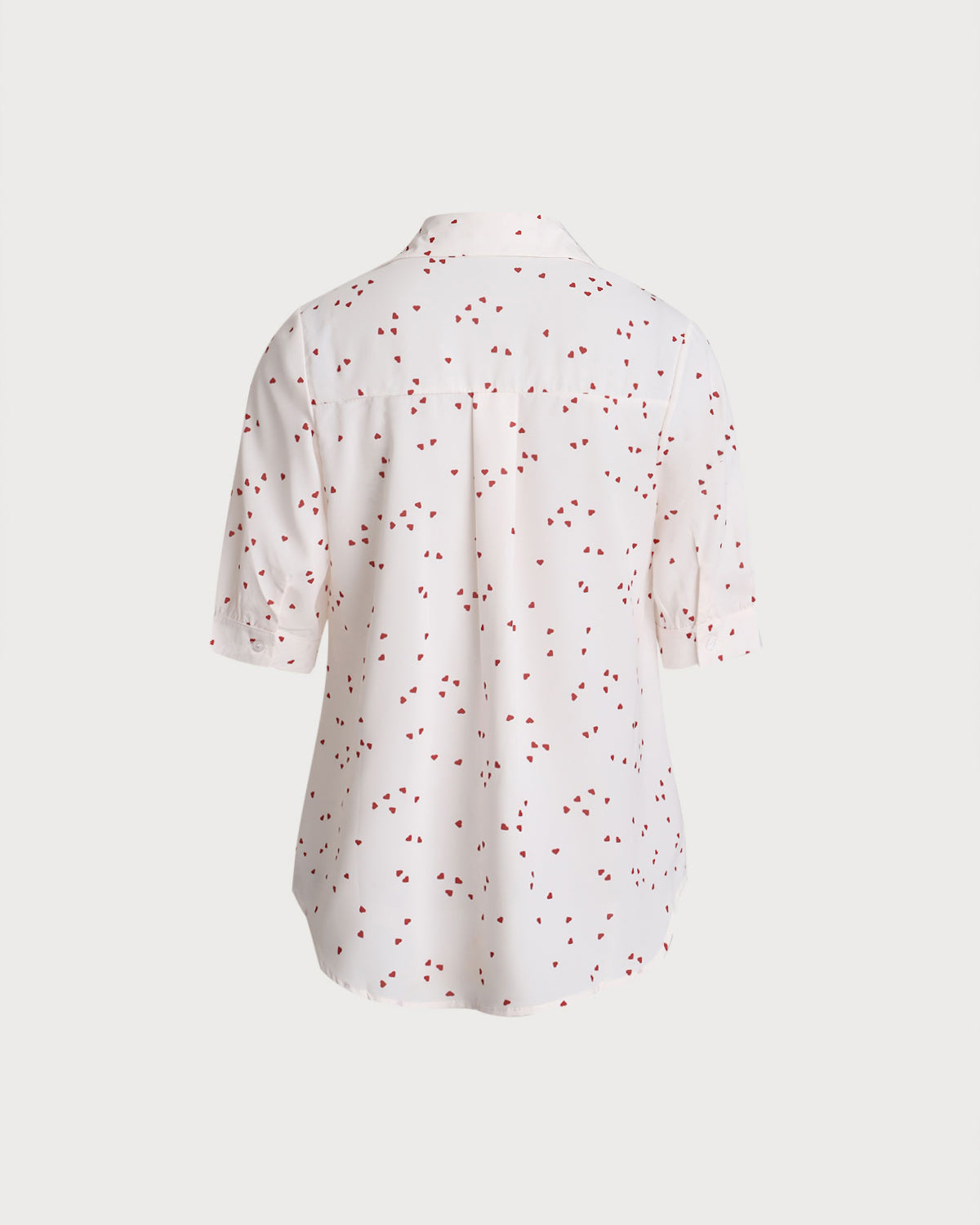 Bej Kalp Desenli Yarım Kol Bluz