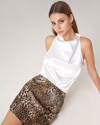 Kahverengi Leopar Mini Etek