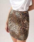 Kahverengi Leopar Mini Etek