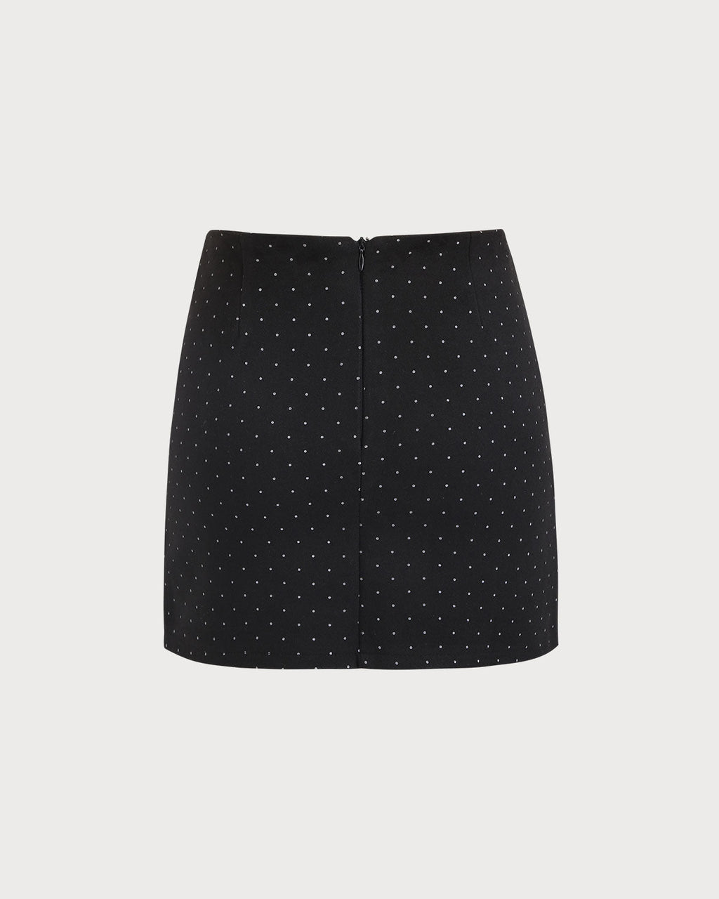 Siyah Polka Dot Düz Mini Etek