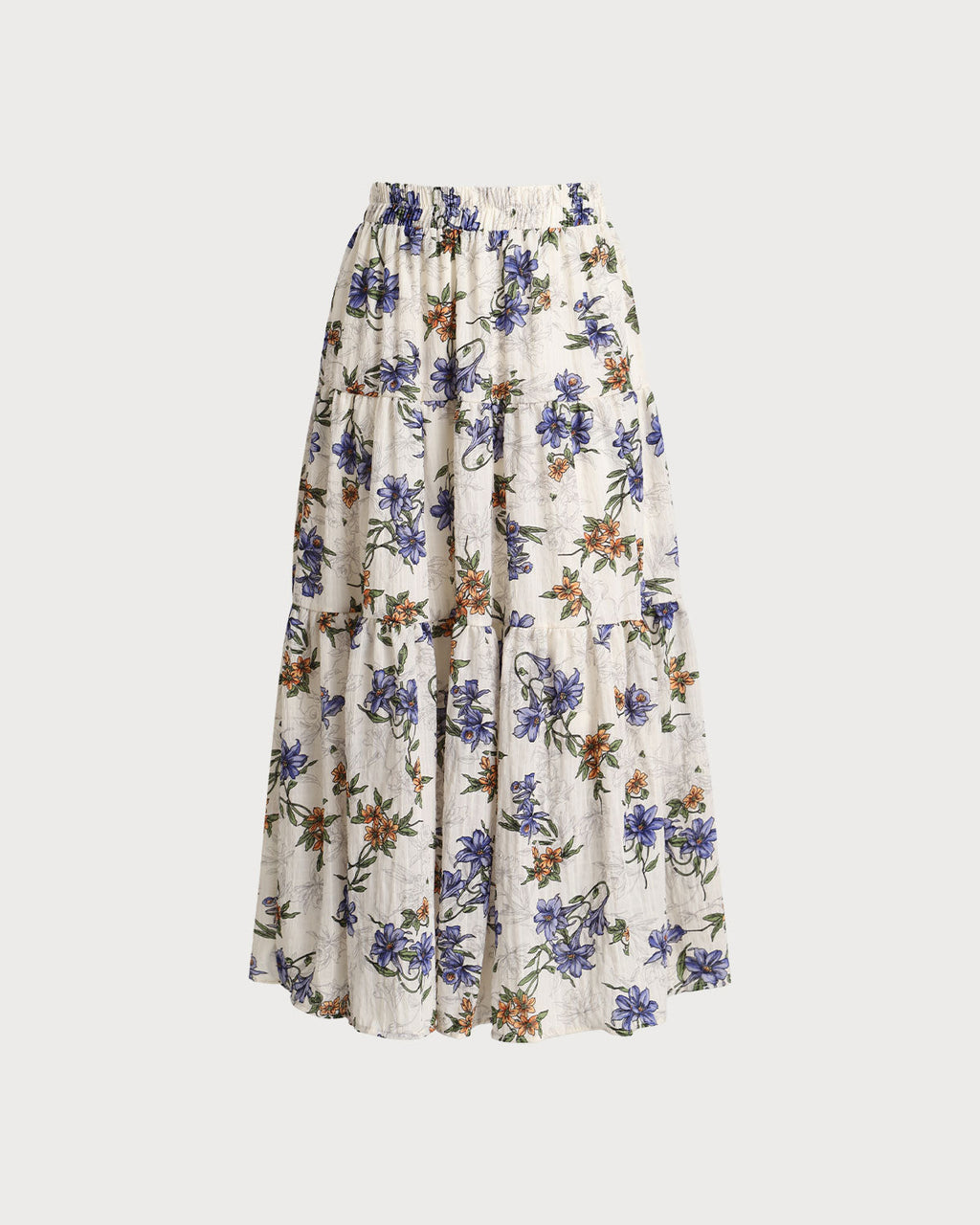 Kayısı Çiçek Beli Lastikli A Kesim Midi Etek