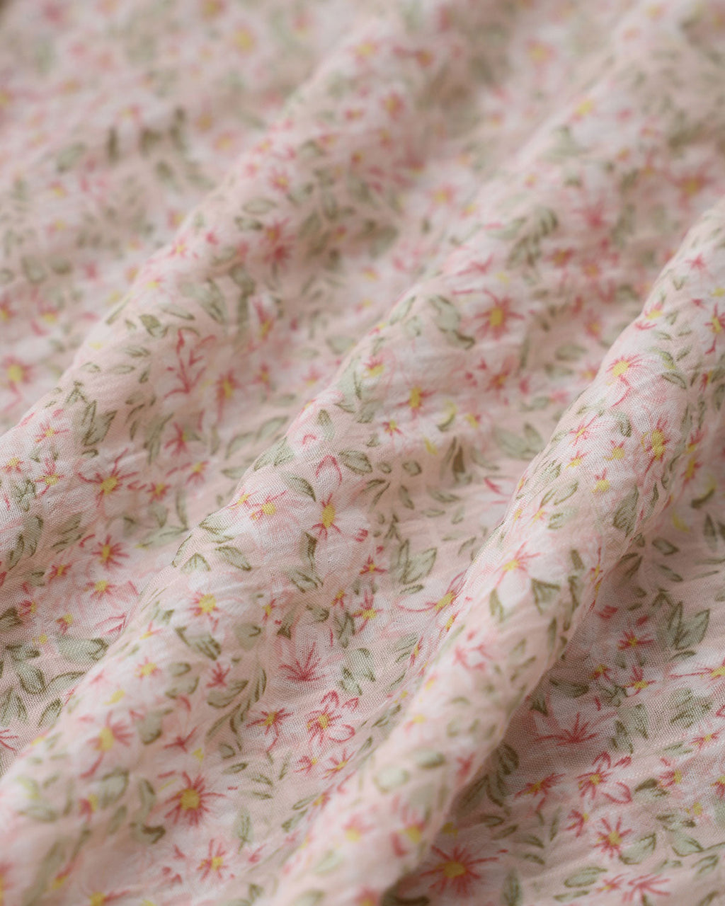 Pembe Çiçekli Beli Pileli Midi Etek