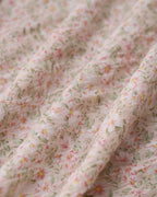 Pembe Çiçekli Beli Pileli Midi Etek