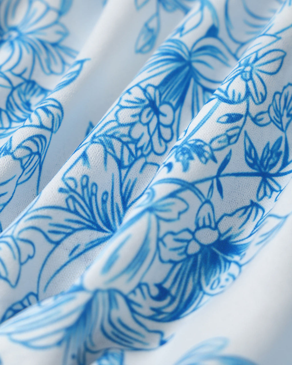 Mavi Çiçekli Beli Lastikli Mini Etek