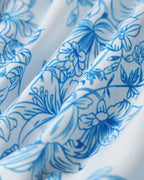 Mavi Çiçekli Beli Lastikli Mini Etek