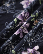 Siyah Çiçekli Beli Lastikli Midi Etek