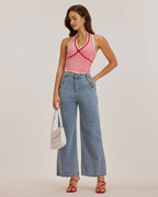 Kırmızı Kareli Askılı Tank Top